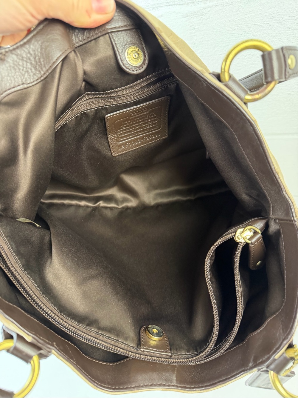 Coach 25294 Campbell Carryall Khaki Signature Brown Leather + Matching Wallet - Picture 8 of 14